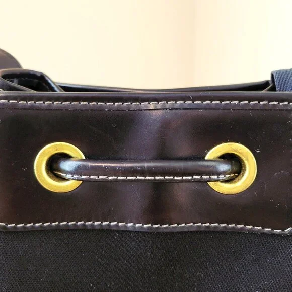 Vintage Dooney & Bourke Black Canvas Drawstring Tote | Made in USA - Picture 13 of 16